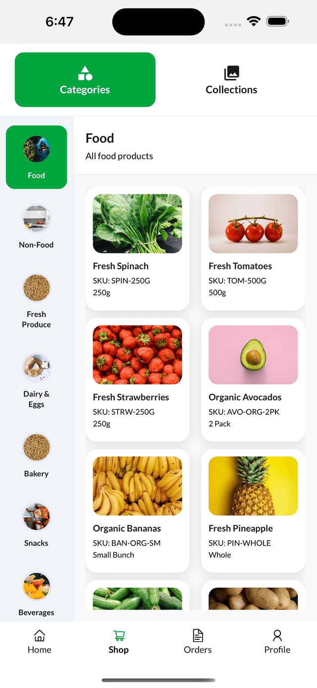 Grocery App - Screen
