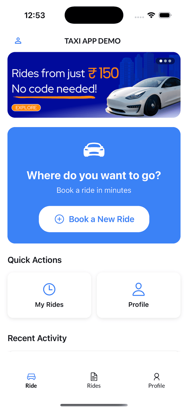 Taxi App - Home Screen