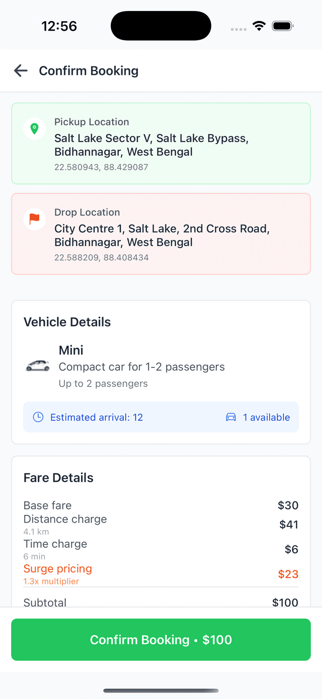 Taxi App - Checkout