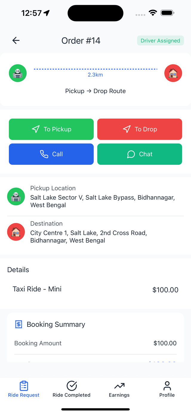 Taxi App - Booking Action