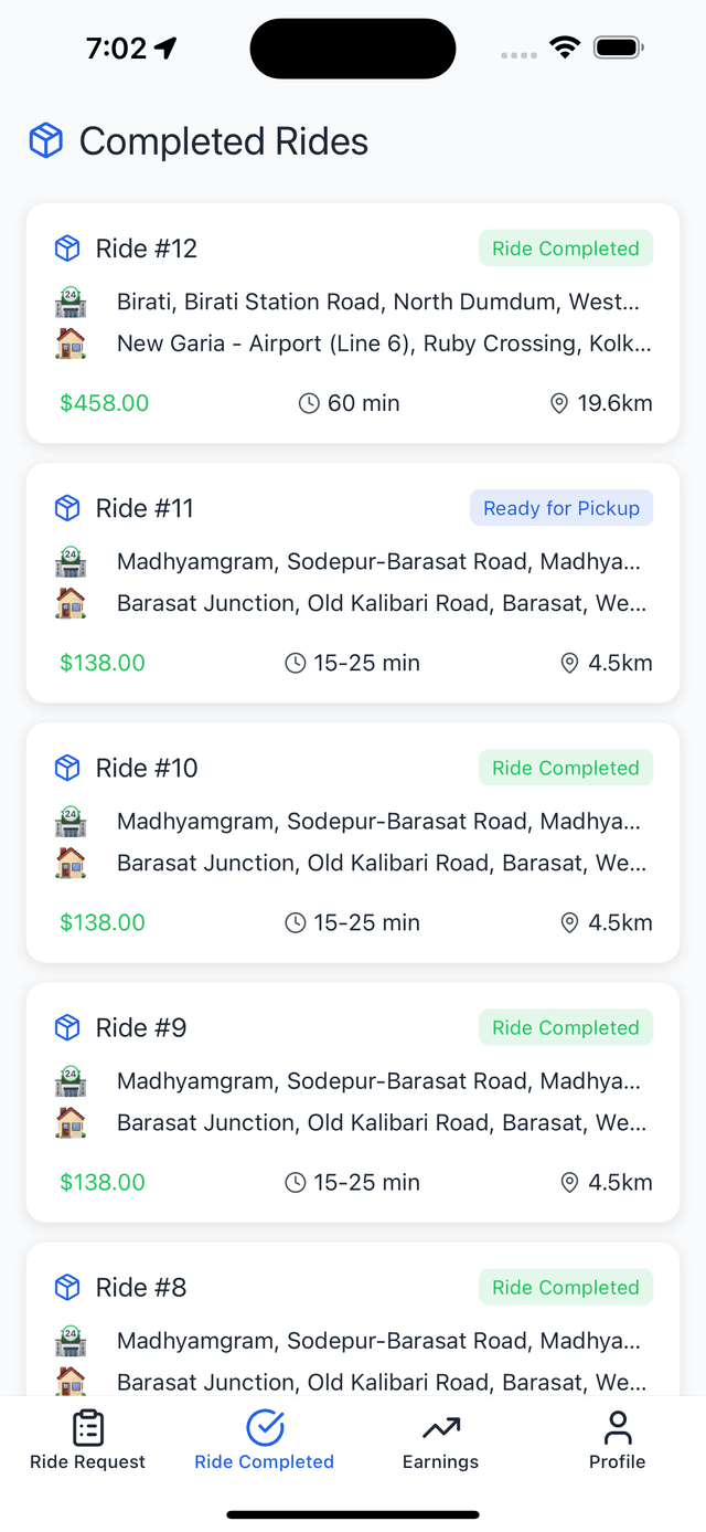 Taxi App - Complete Ride
