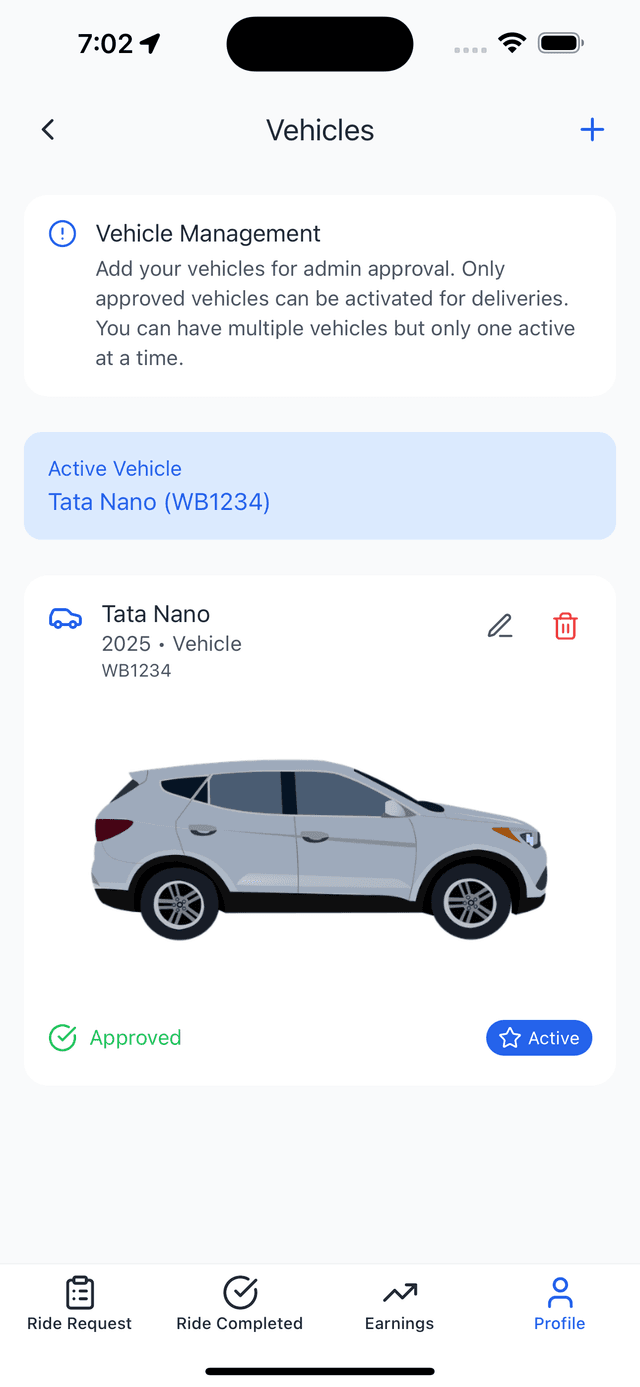 Taxi App - Driver Vehicle