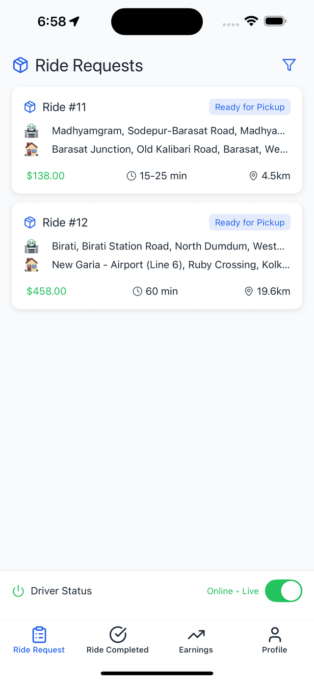 Taxi App - New Booking